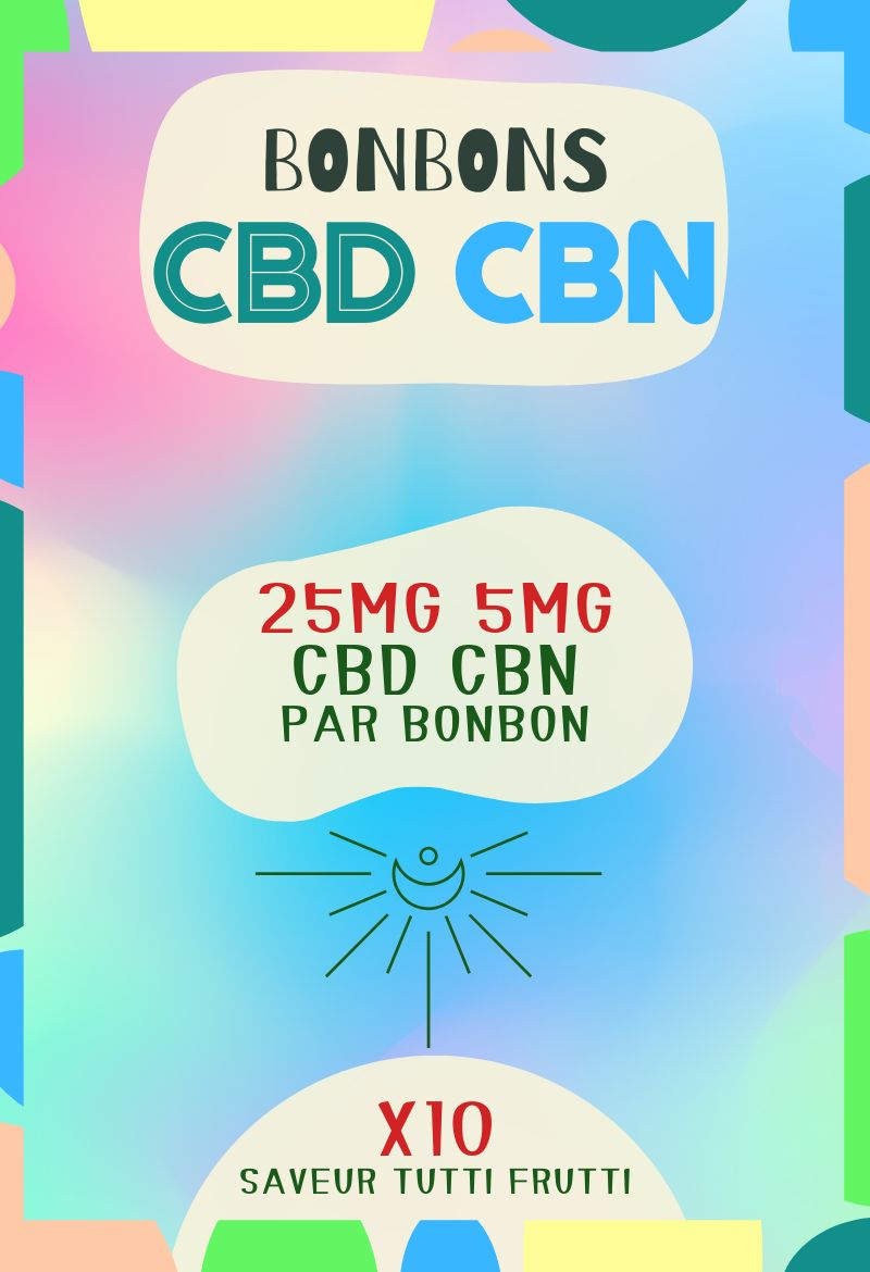Bonbons au CBN + CBD x10 | 5mg + 25mg | Saveur Tutti frutti | WEADERS