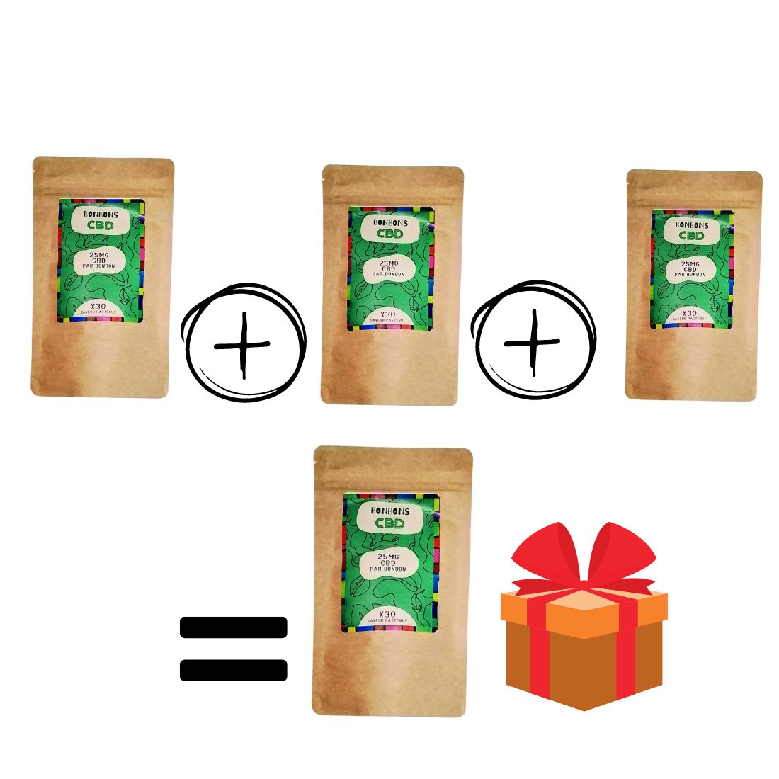 Bonbons CBD x120 | 25mg | 3 + 1 offert | Saveur Tutti Frutti | WEADERS | 3000mg