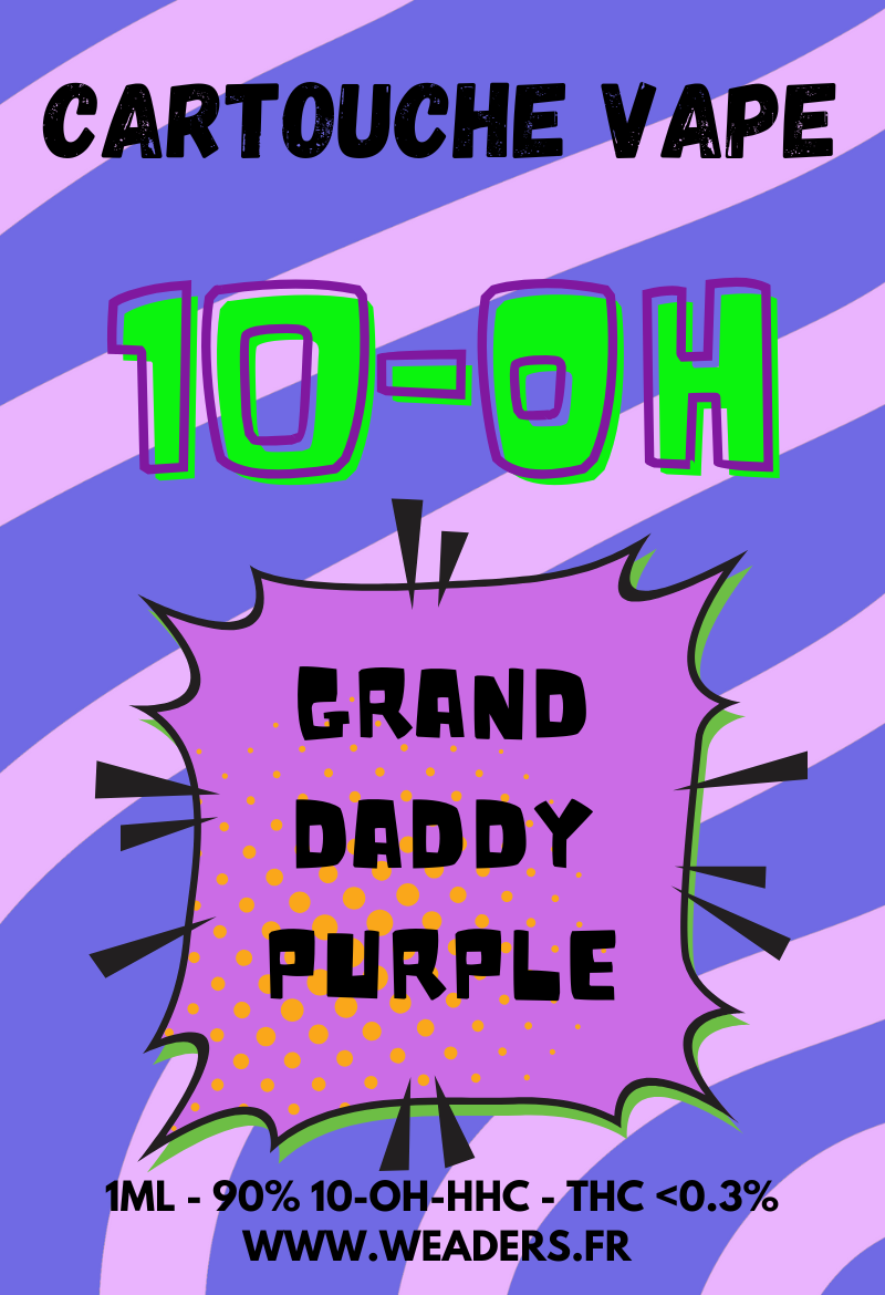 ⚠️ Cartouche vape 10-OH-HHC 90% Grand daddy purple | 1ml | Weaders