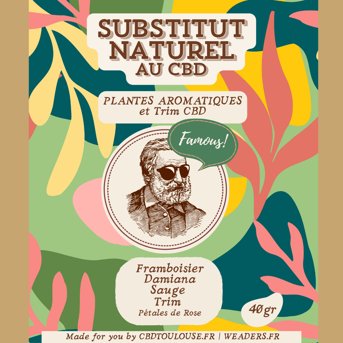 Substitut naturel de tabac aux plantes séchées apaisantes avec OU sans TRIM CBD | 40gr