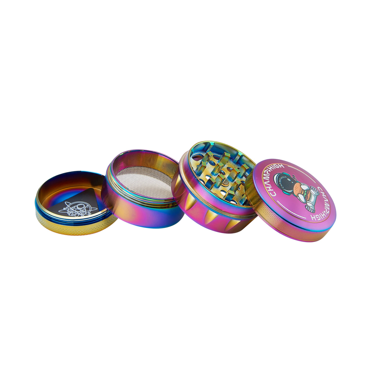 Grinder Rainbow Highman Mood 4 parties 43mm Dents Trapèzes | Champ High