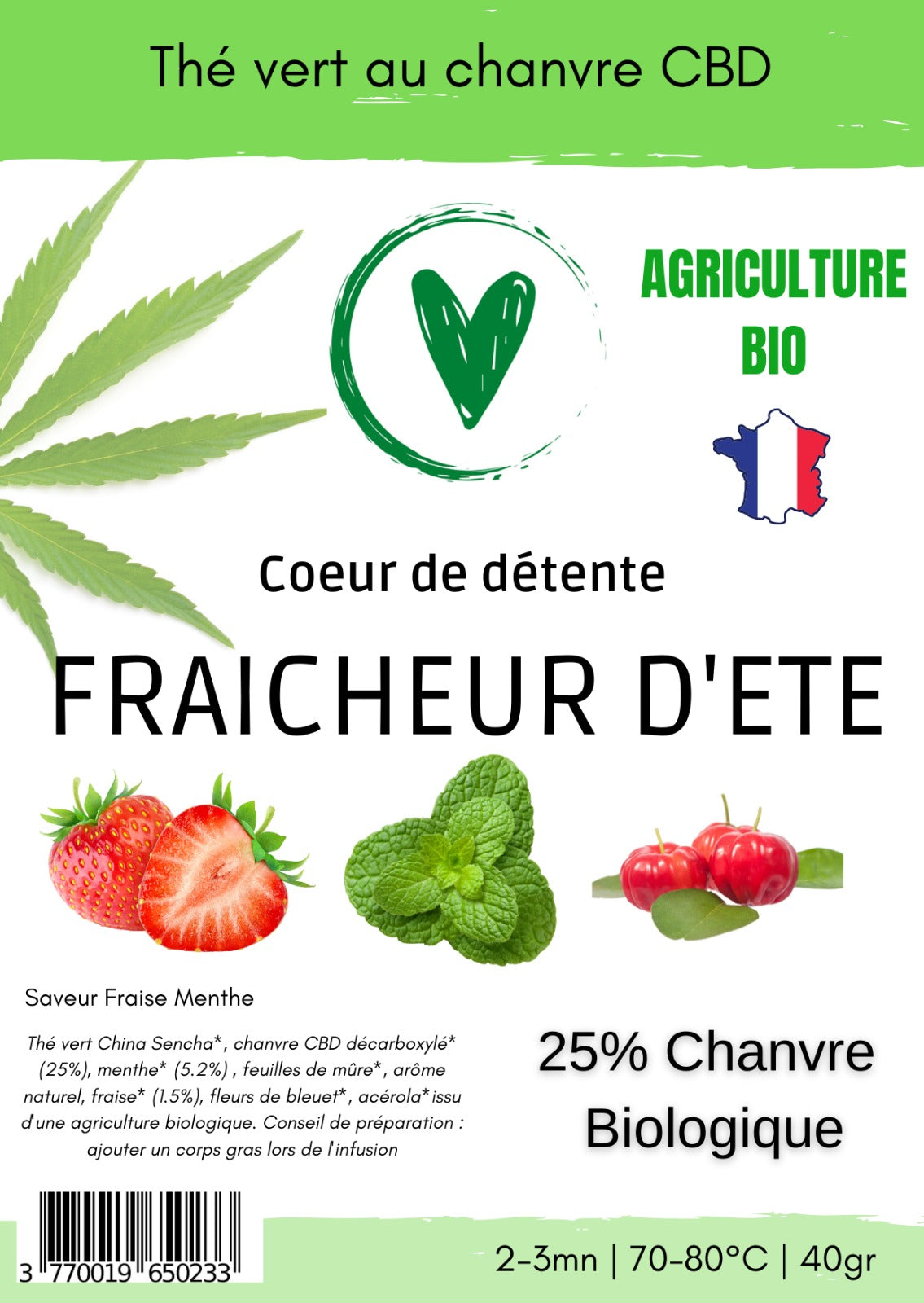 Thé BIO au chanvre CBD 25% | FRAICHEUR D'ETE