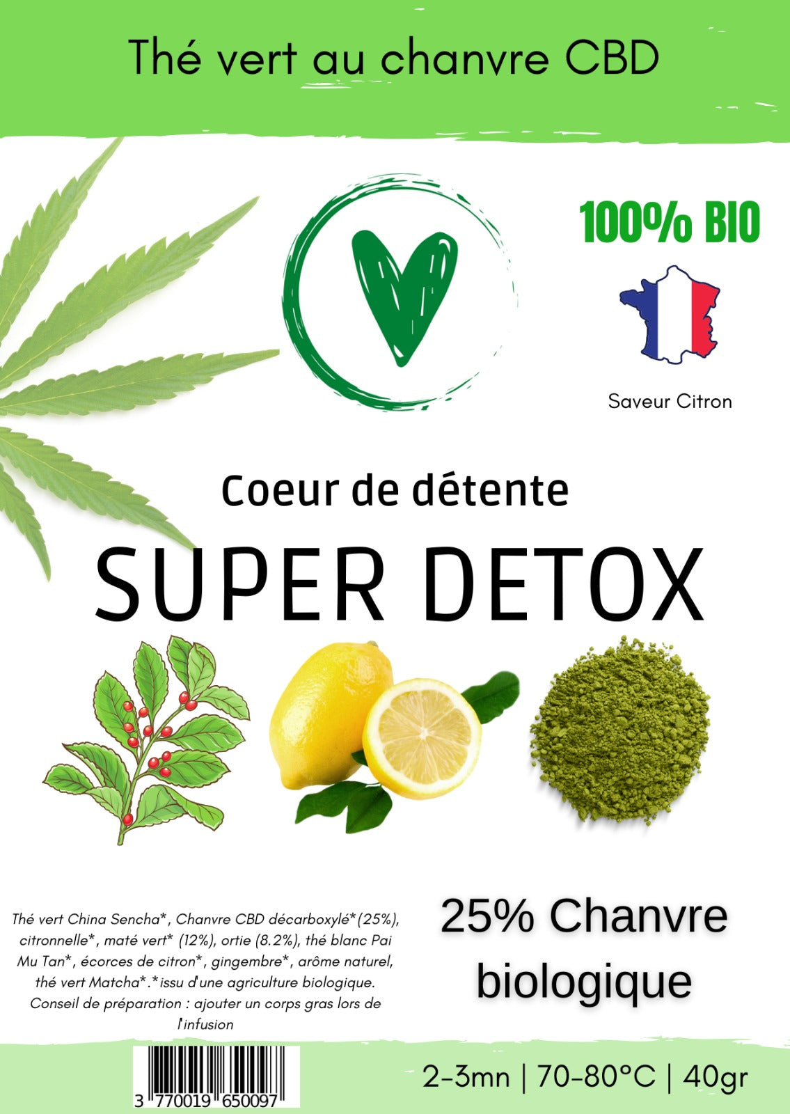 Thé BIO au chanvre CBD 25% | SUPER DETOX