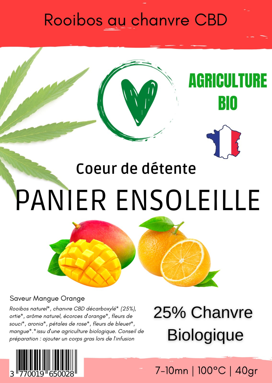 Infusion Rooibos BIO au chanvre CBD 25% | PANIER ENSOLEILLE