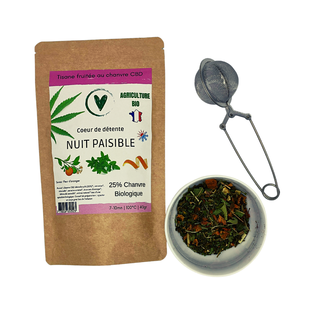 Infusion CBD Tisane fruitée BIO au chanvre CBD 25% | NUIT PAISIBLE