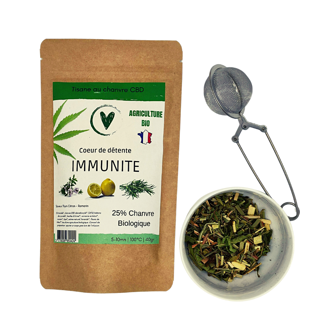 Infusion Tisane de plantes Bio au chanvre CBD 25% | IMMUNITE