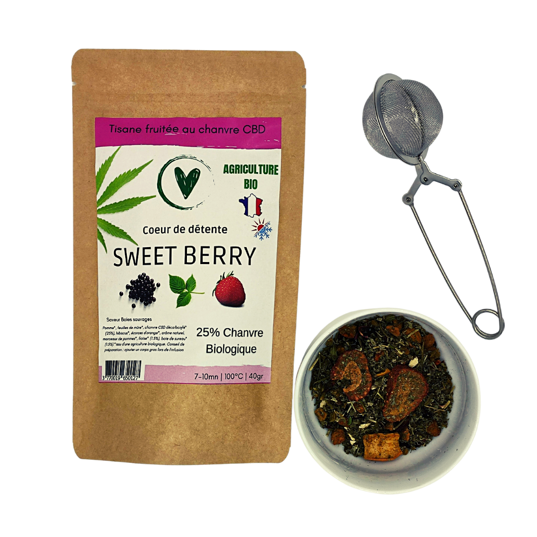 Infusion CBD Tisane fruitée Bio au chanvre CBD 25% | Sweet berry - Baies sauvages
